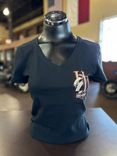 Load image into Gallery viewer, Ladies Down H-D Banner V-neck
